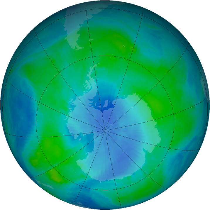 Antarctic ozone map for 18 February 2001